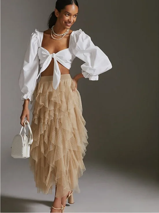 The Chéri Ruffled Tulle
Midi Skirt by Anthropologie - Picture 7 of 7